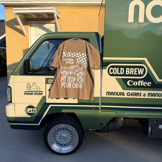 Nomadic Brews - Pit Stop for Pour Overs - Created By 1991 - Apparel