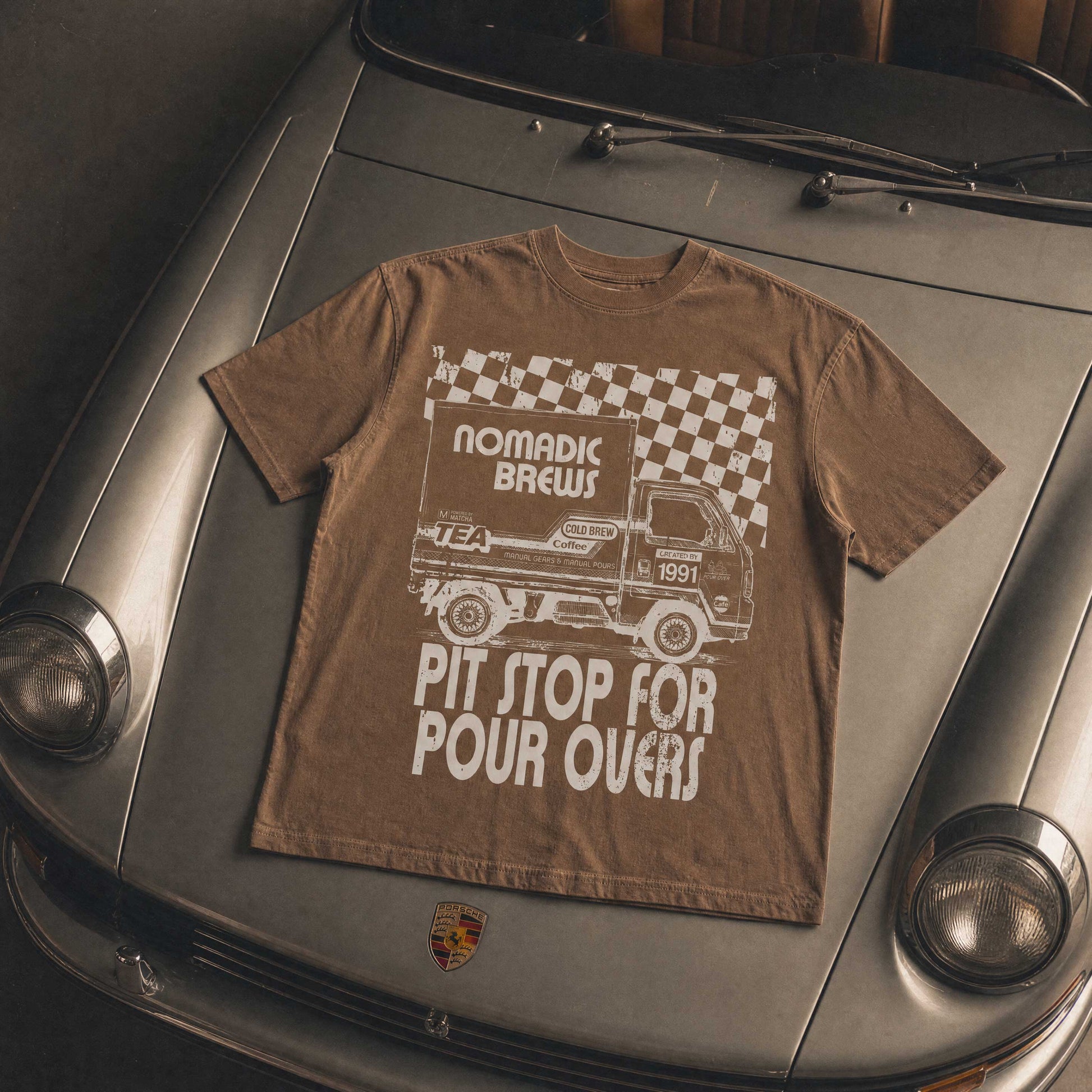Nomadic Brews - Pit Stop for Pour Overs - Created By 1991 - Apparel