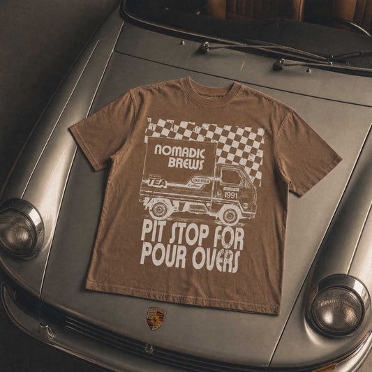 Nomadic Brews - Pit Stop for Pour Overs - Created By 1991 - Apparel