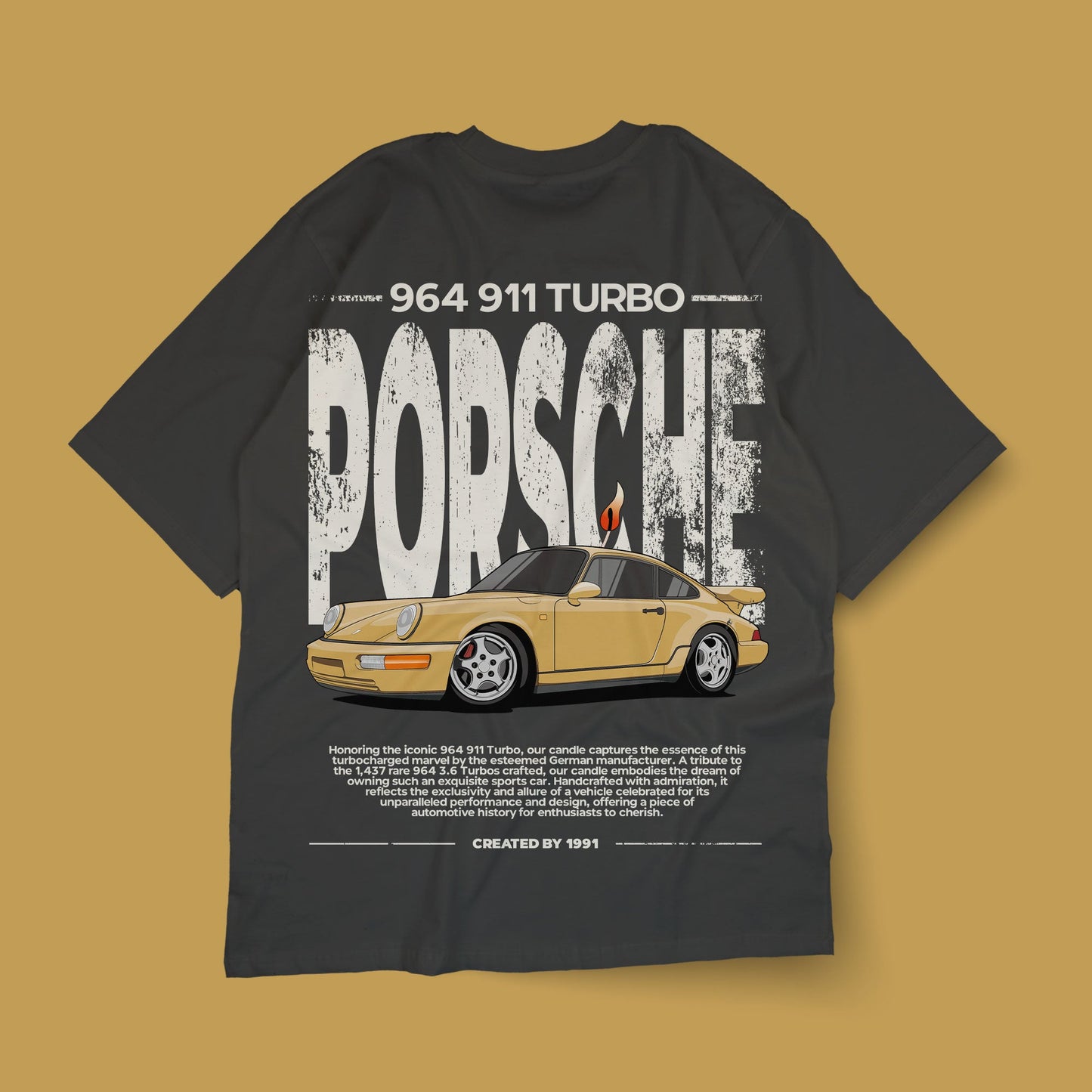 964 911 Turbo Shirt - Vintage Black - Created By 1991 - Apparel